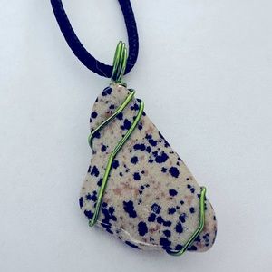 Wire Wrapped Dalmatian Jasper Safe Journey Necklace